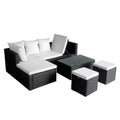 4 Piece Garden Lounge Set with Cushions Poly Rattan Black by Blak Hom