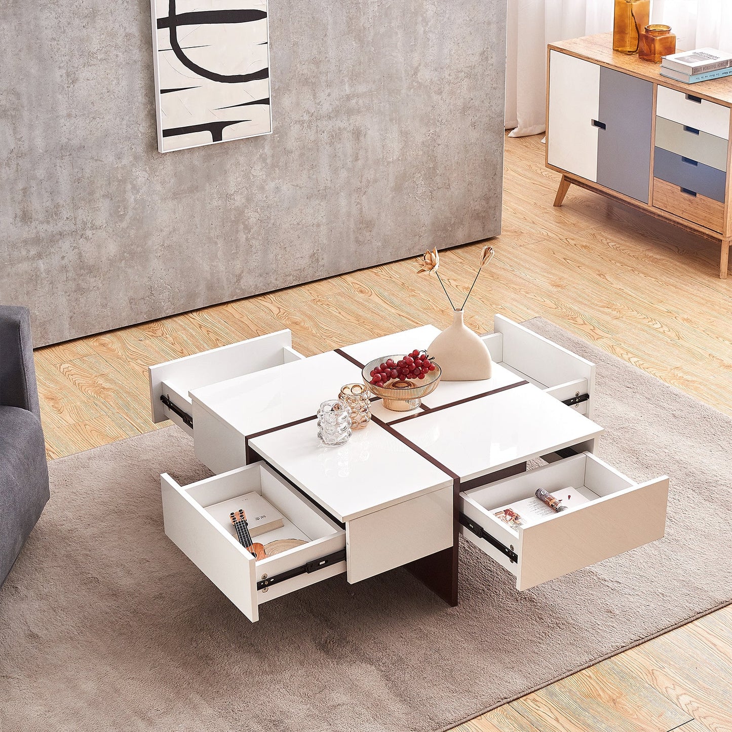 Victoria Collection Modern Style High Gloss Square Coffee Table by Blak Hom