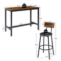 Bar Table Set with 4 Bar stools PU Soft seat with backrest, Rustic Brown by Blak Hom