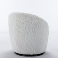 A&A Furniture,Artificial Rabbit Hair Fabric Swivel Accent Armchair Barrel Chair by Blak Hom