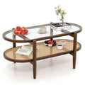 Acacia Wood And Tempered Glass Coffee Table by Blak Hom