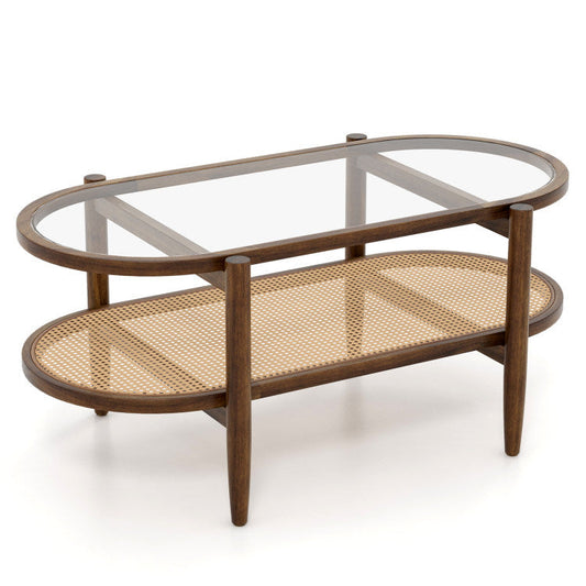 Acacia Wood And Tempered Glass Coffee Table by Blak Hom