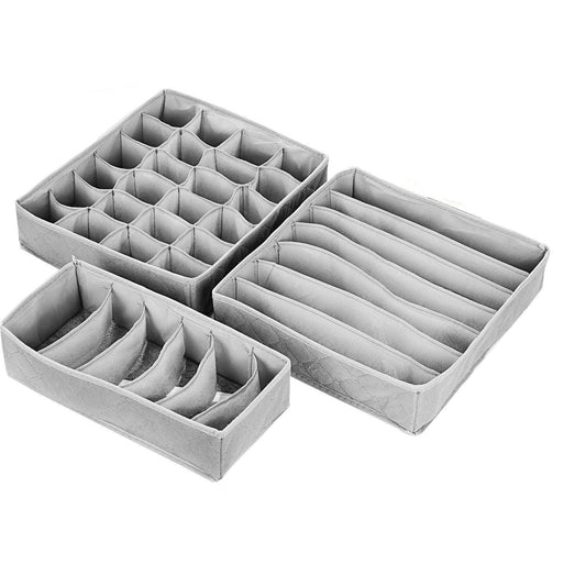 3 Pack Sock Organizer Box Foldable Damp Proof Storage Drawers With Multi-cells by Blak Hom