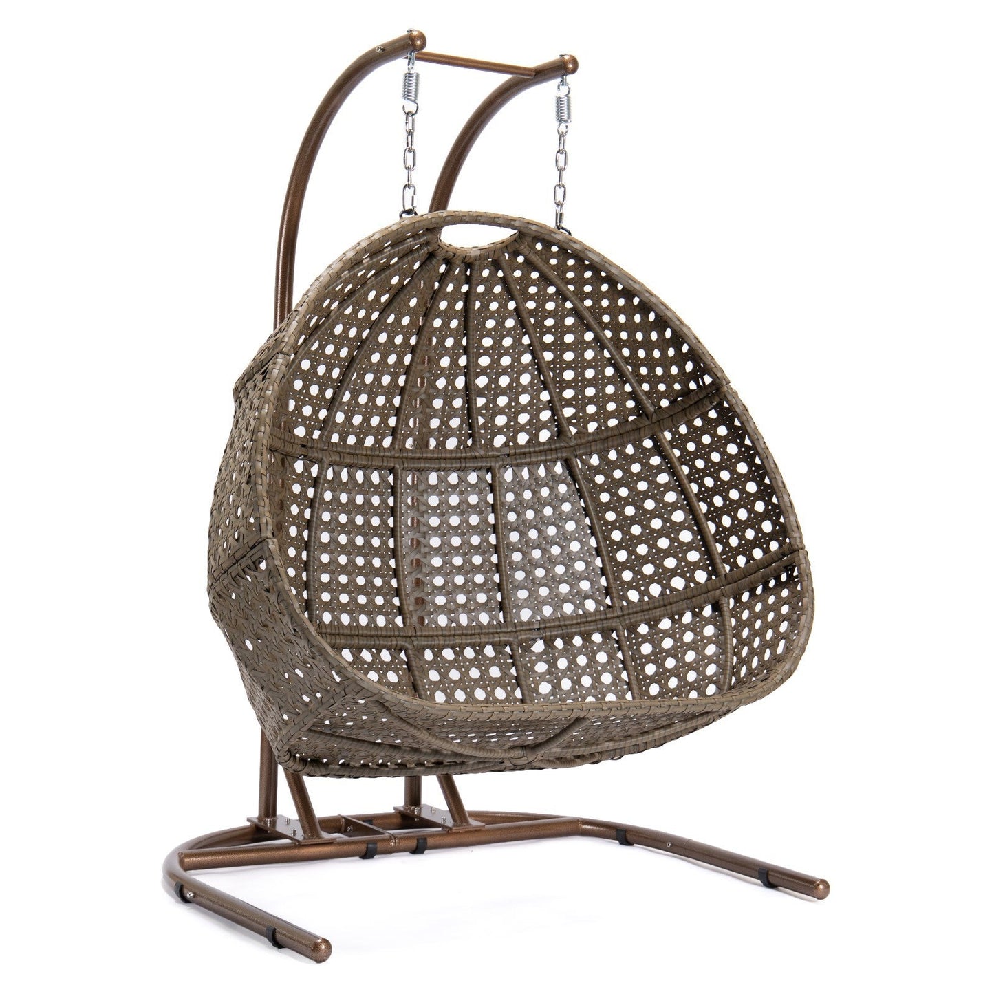 Brown Wicker Hanging Double-Seat Swing Chair by Blak Hom