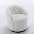 A&A Furniture,Artificial Rabbit Hair Fabric Swivel Accent Armchair Barrel Chair by Blak Hom