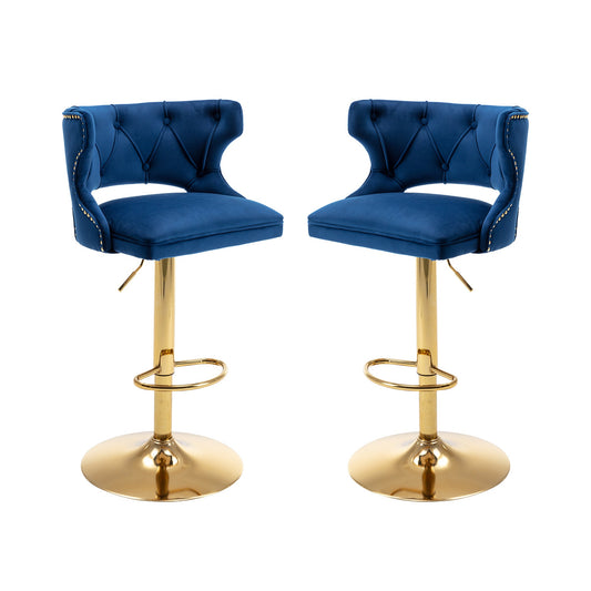 Set of 2 Modern Fashionable Velvet Bar Stools by Blak Hom