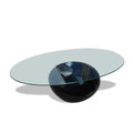 Glossy Black Coffee Table And Oval Glass by Blak Hom