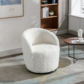 A&A Furniture,Artificial Rabbit Hair Fabric Swivel Accent Armchair Barrel Chair by Blak Hom