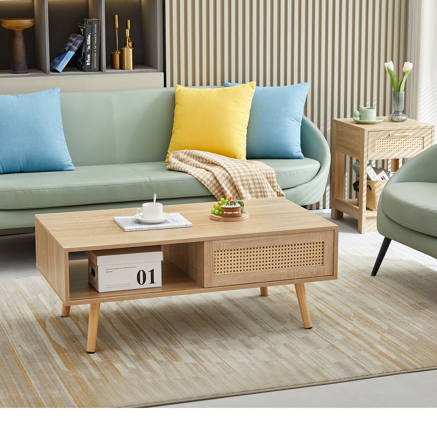 Rattan Coffee Table With Sliding Doors by Blak Hom