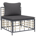 7 Piece Patio Lounge Set with Cushions Anthracite Poly Rattan by Blak Hom