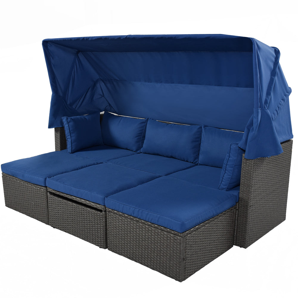 Outdoor Patio Rectangle Daybed with Retractable Canopy by Blak Hom