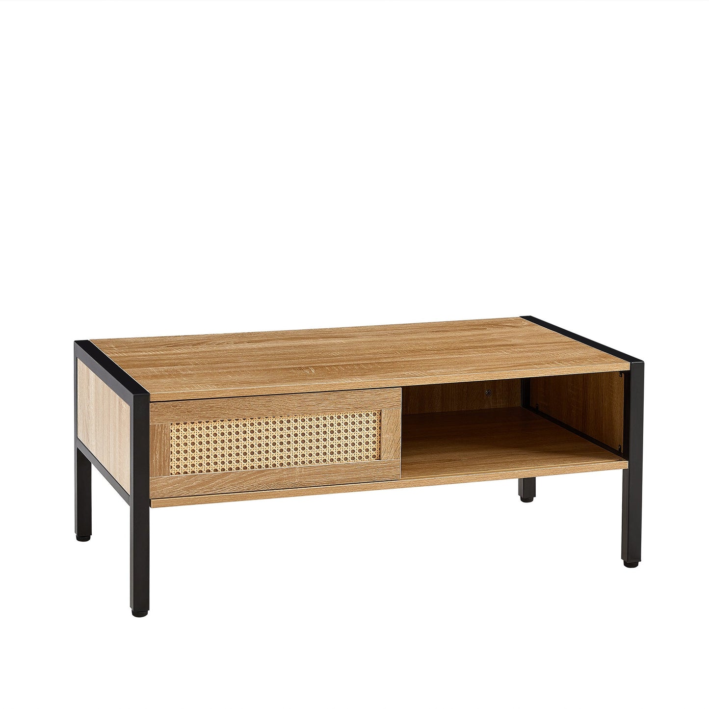 40.16" Rattan Coffee table, sliding door for storage, and metal legs by Blak Hom