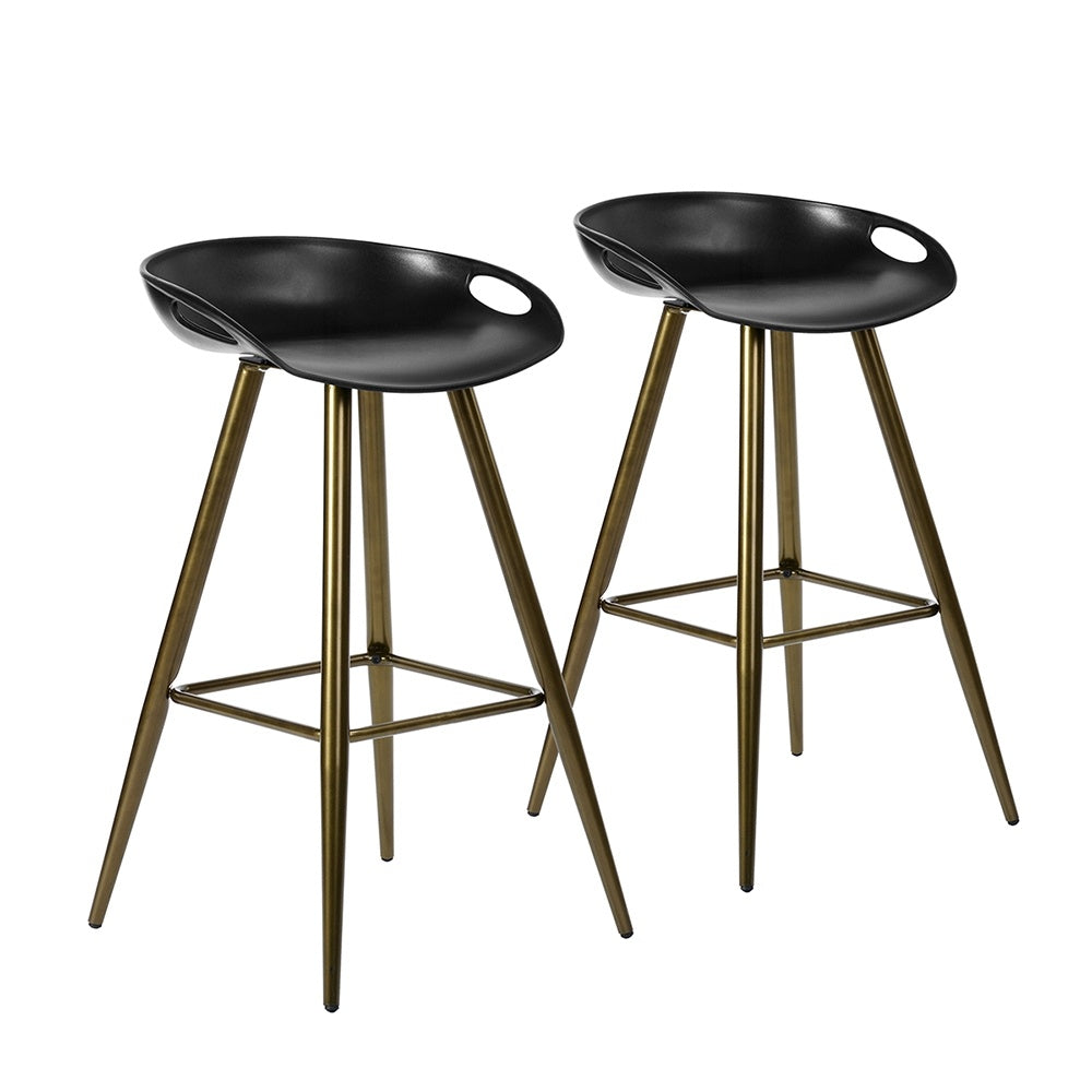 Set of 2 Black and Gold Counter Stool by Blak Hom