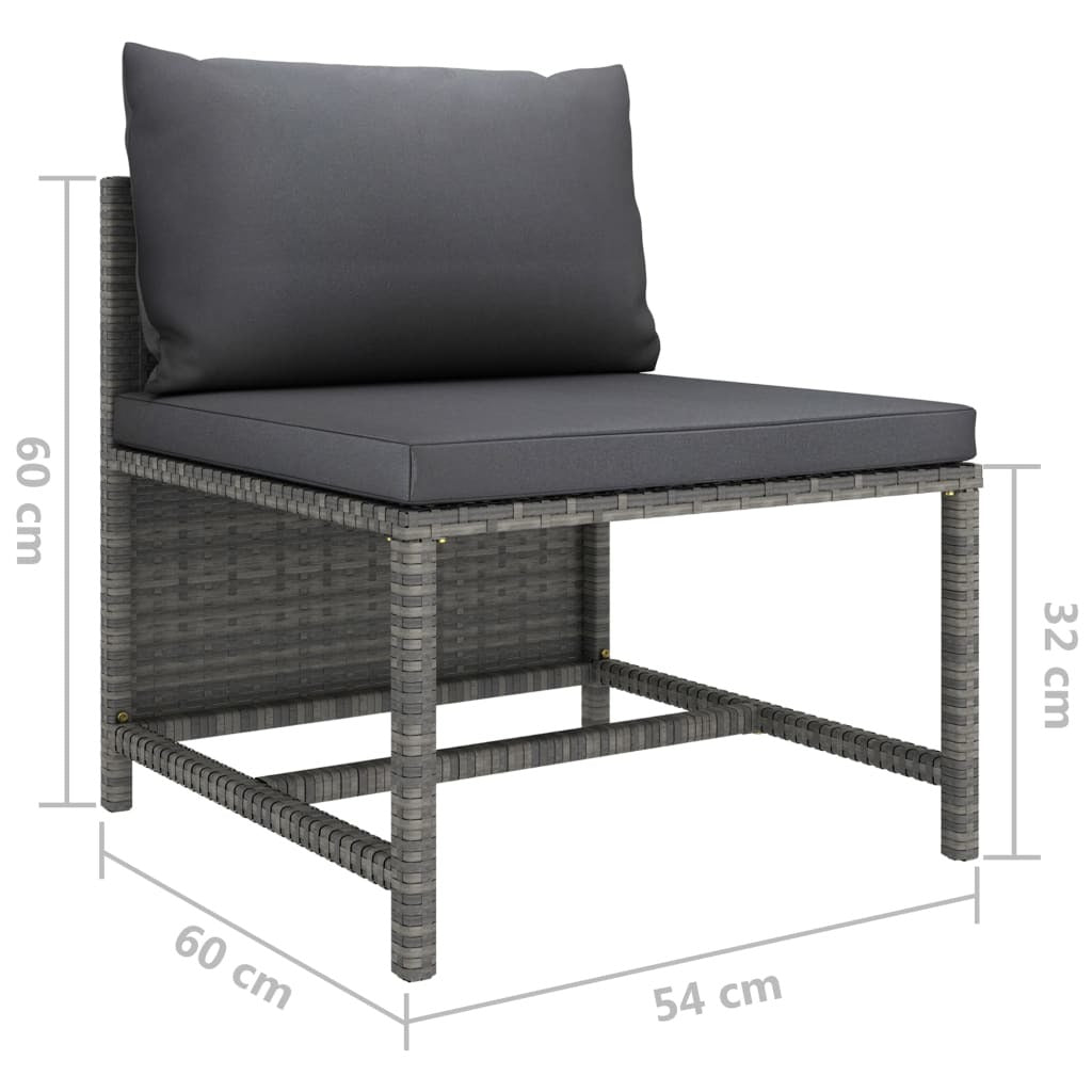 7 Piece Patio Lounge Set with Cushions Poly Rattan Gray by Blak Hom