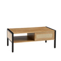 40.16" Rattan Coffee table, sliding door for storage, and metal legs by Blak Hom