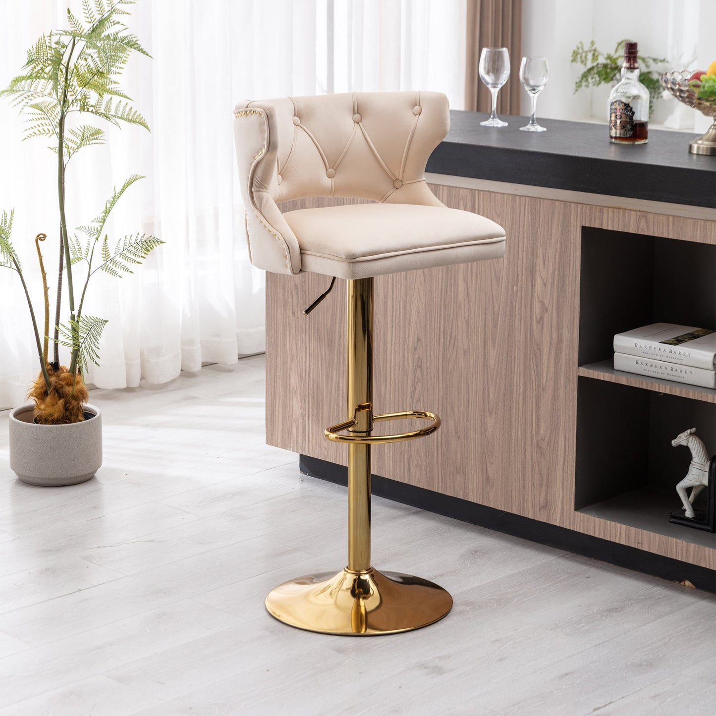 Set of 2 Modern Fashionable Velvet Bar Stools by Blak Hom