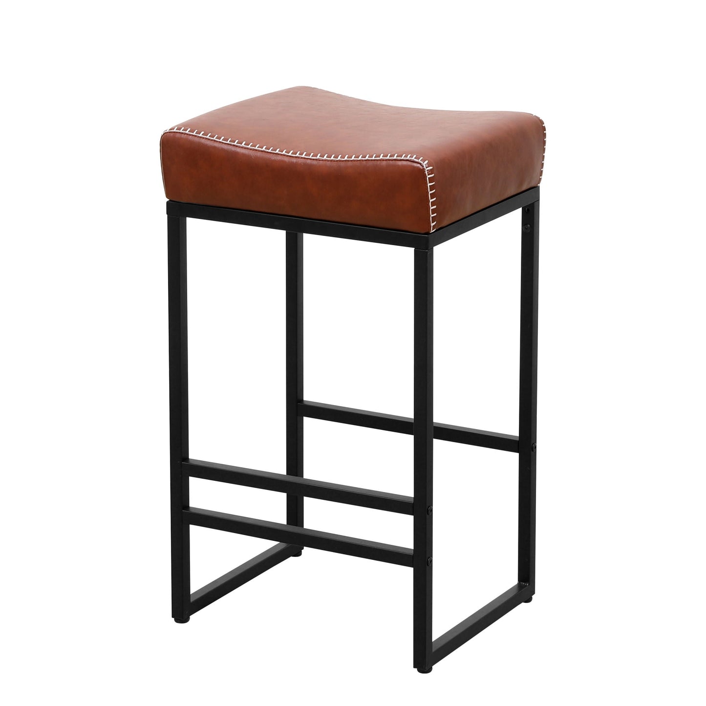 Set of 2 Counter Height Barstools with Metal Legs And PU Leather by Blak Hom