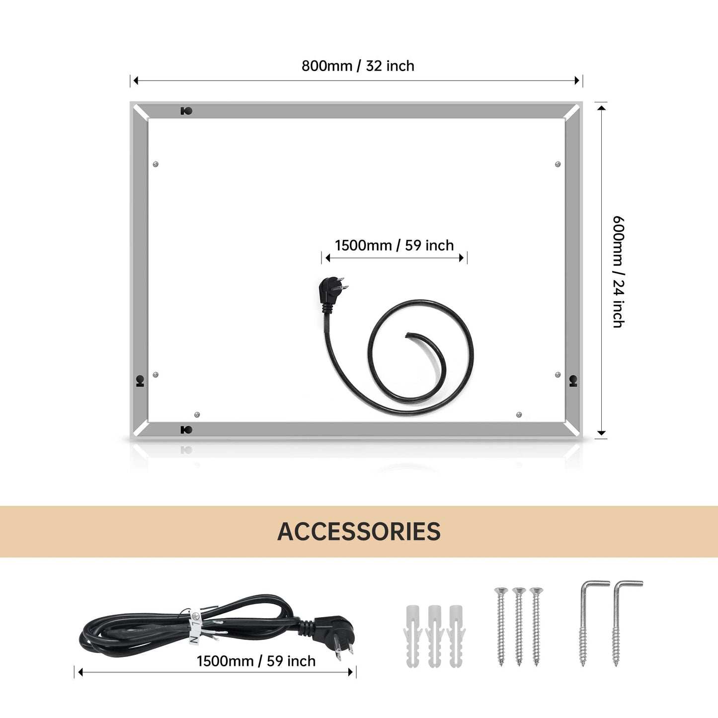 Anti-Fog Dimmable Touch Button LED Bathroom Mirror by Blak Hom