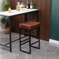 Set of 2 Counter Height Barstools with Metal Legs And PU Leather by Blak Hom