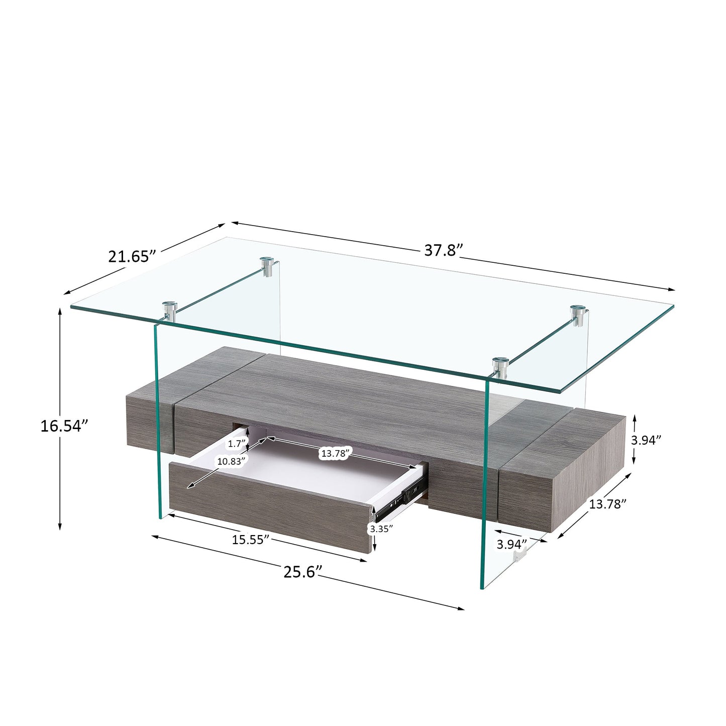 Tempered Glass Coffee Table With Dual Shelves by Blak Hom