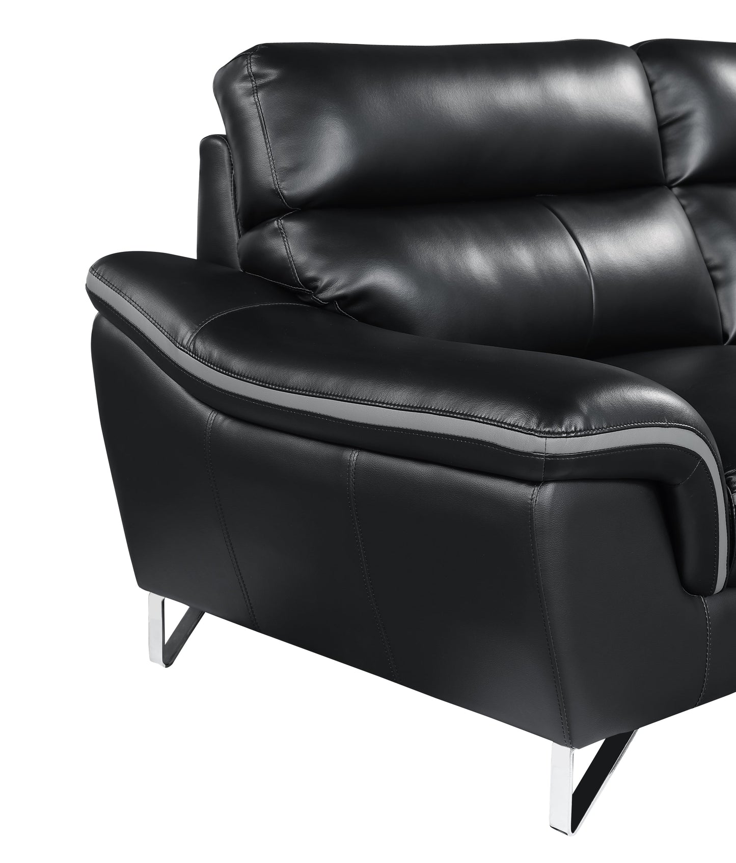 Genuine Leather Black Loveseat by Blak Hom