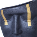 Ceramic Face Sculpture Vase in Black with Gold Accen by Blak Hom