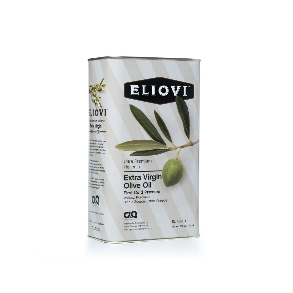 Eliovi Extra Virgin Olive Oil from Greece - Premium Quality, First Cold-Pressed Koroneiki Olives, polyphenol rich olive oil 101.4 fl oz, by Alpha Omega Imports