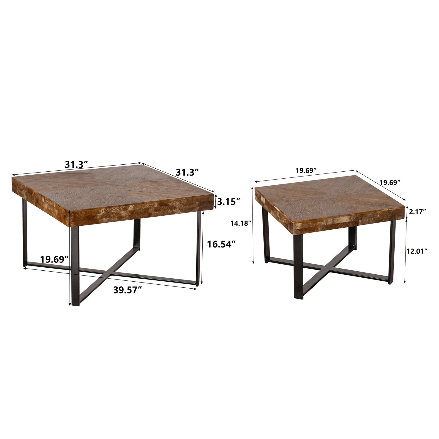 Modern Retro Splicing Square Coffee Table Set of 2 by Blak Hom