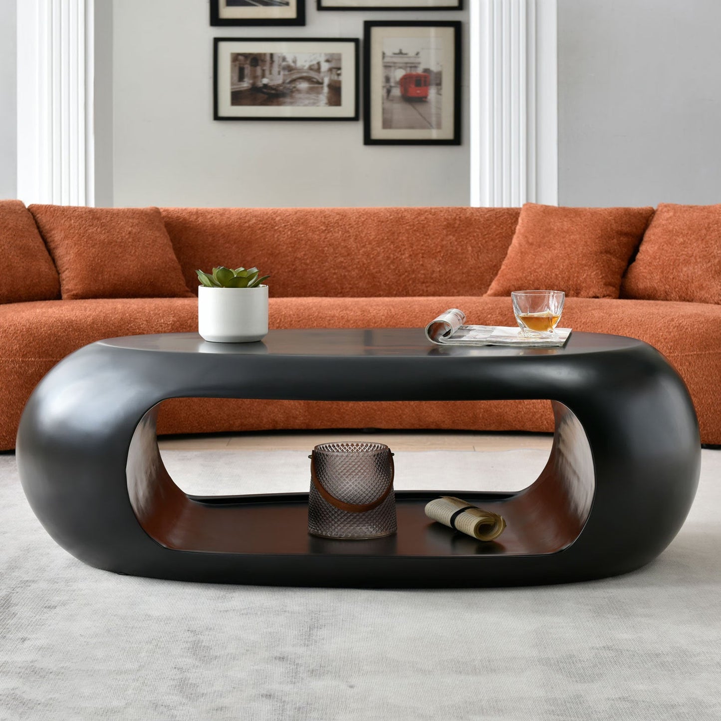 Modern Oval Fiberglass Center Coffee Table by Blak Hom