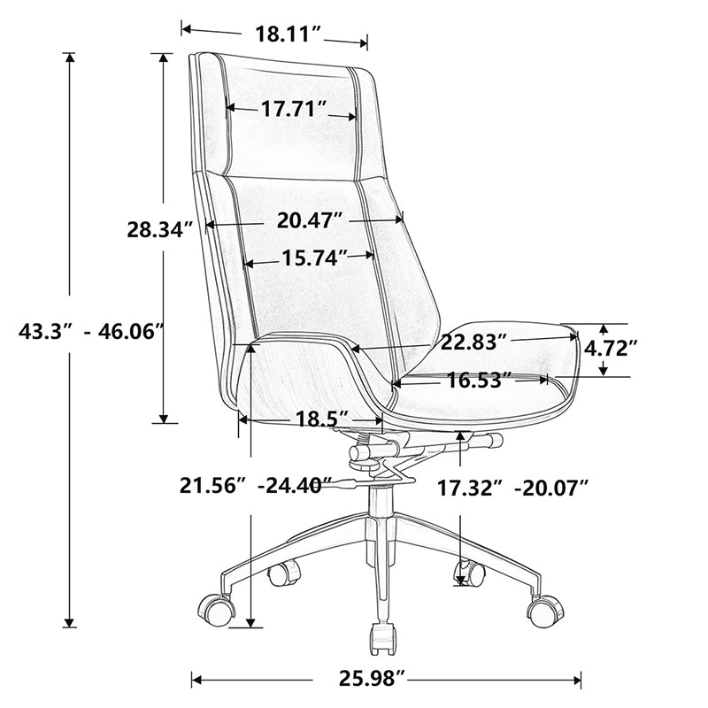 Genuine Leather Office Chair by Blak Hom