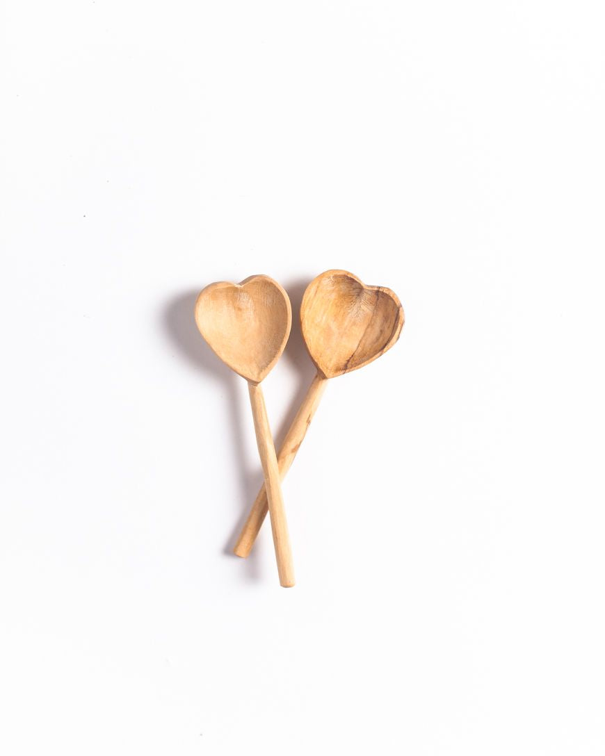 Olive Wood Heart Teaspoon Pair by Creative Women