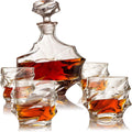 The Wine Savant Wine and Whiskey Mountain Decanter with 4 Glasses and Wood Tray 750 ML by The Wine Savant