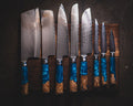 Eight Piece VG-10 Japanese Steel Kitchen Knife Set by Vintage Gentlemen