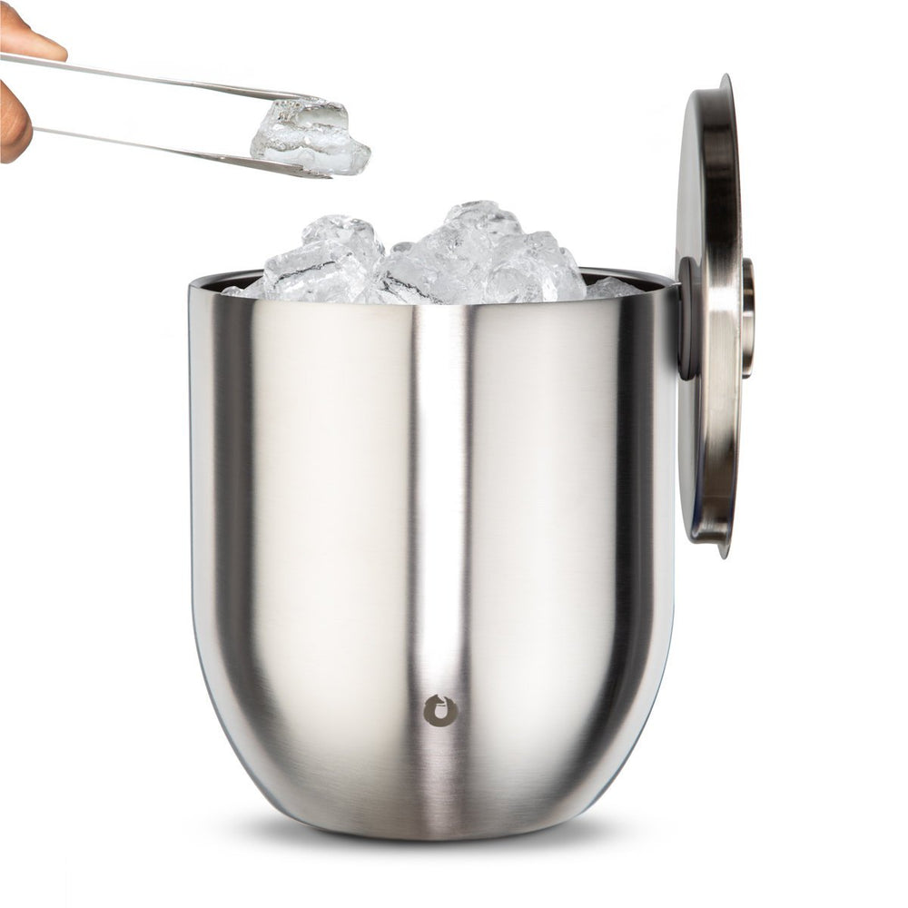 Stainless Steel Ice Bucket with Lid and Tongs, Steel by Snowfox