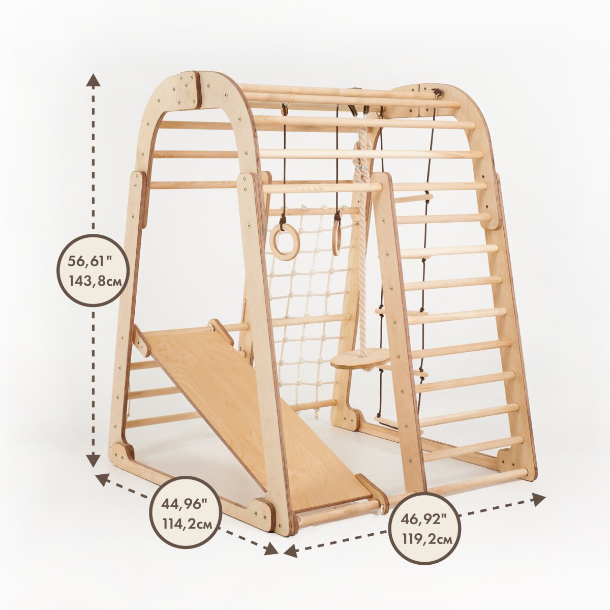 Indoor Wooden Playground for Children - 6in1 Playground + Swings Set + Slide Board by Goodevas