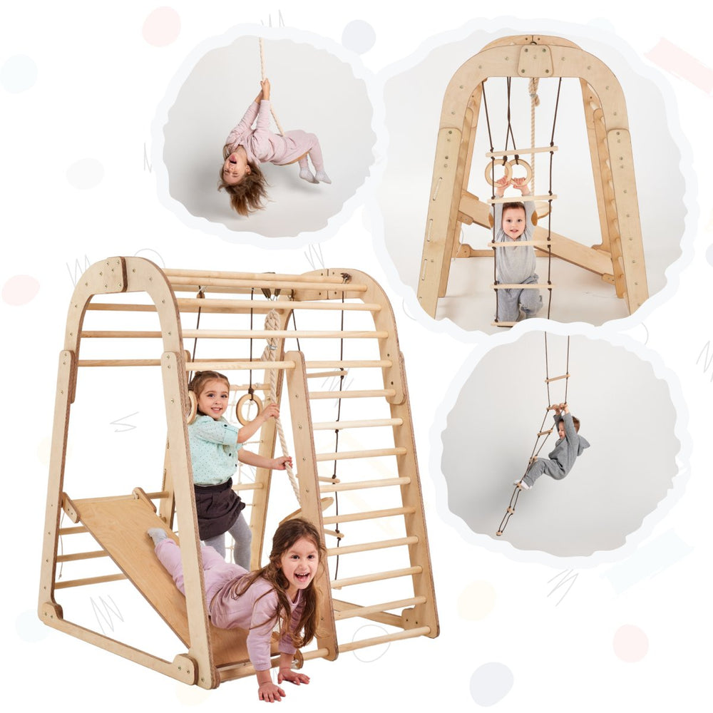 Indoor Wooden Playground for Children - 6in1 Playground + Swings Set + Slide Board by Goodevas