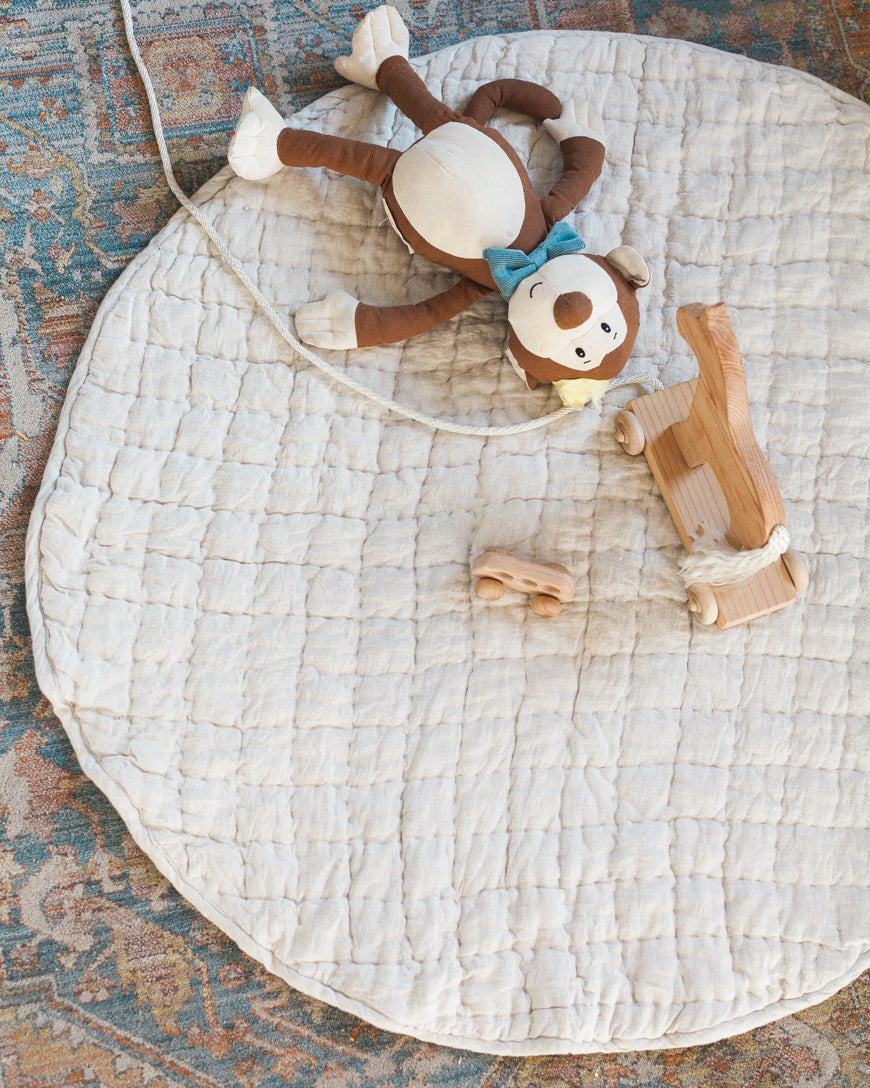 Stone Washed Linen Quilted Play Mat by Creative Women