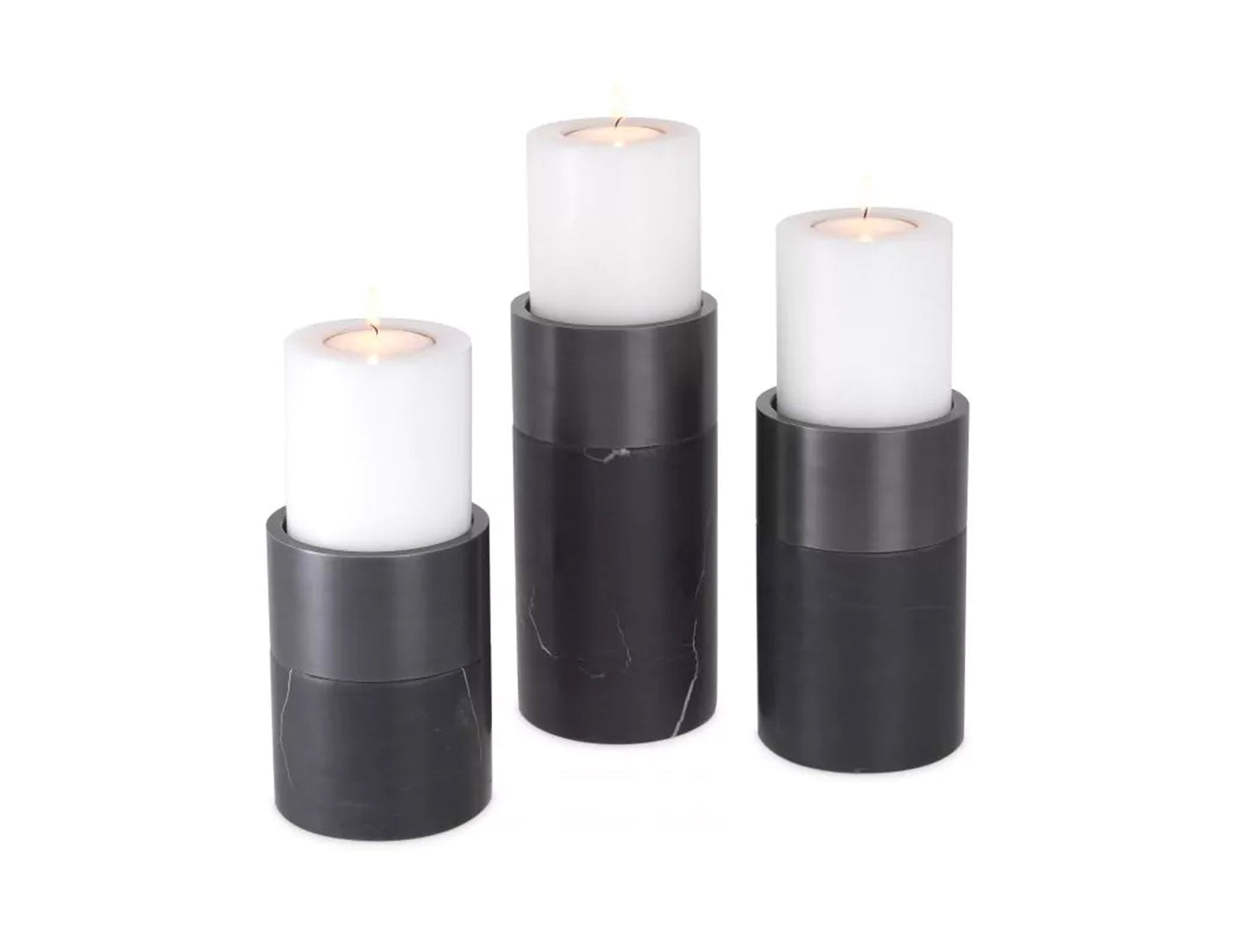 Avante Candle Holders, Black Marble by Mode-De-Vie