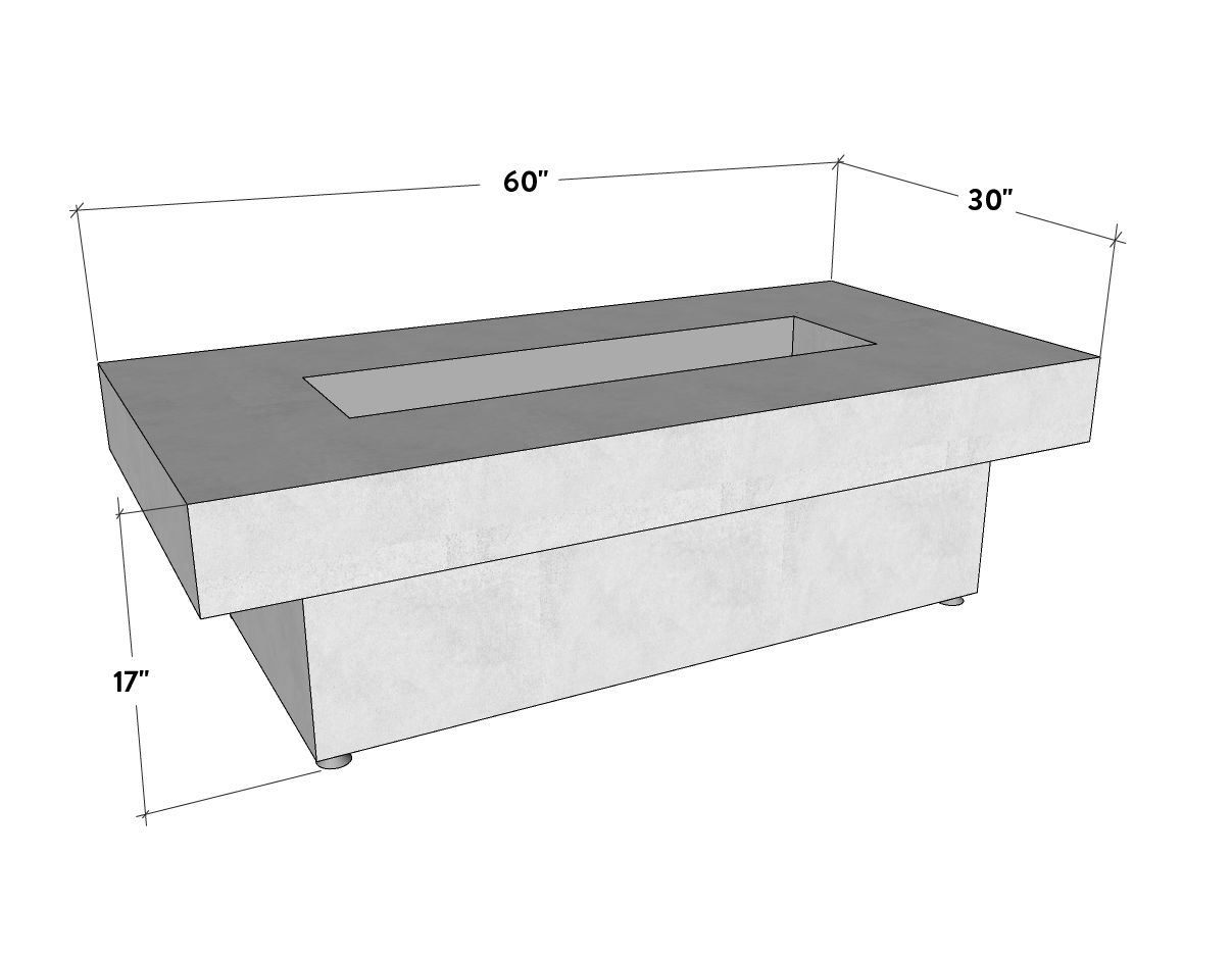 Toplina - Rectangular Concrete Fire Pit Table by Crete Design