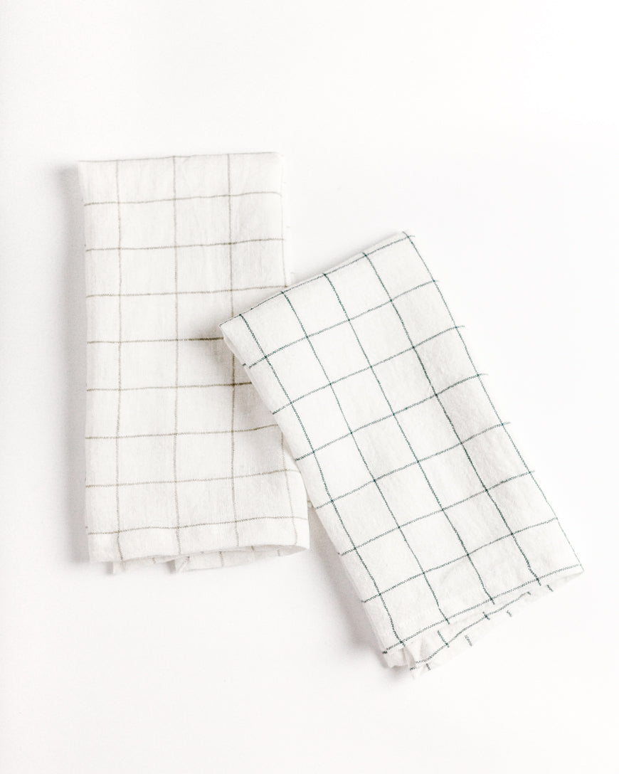 Stone Washed Linen Windowpane Napkins by Creative Women