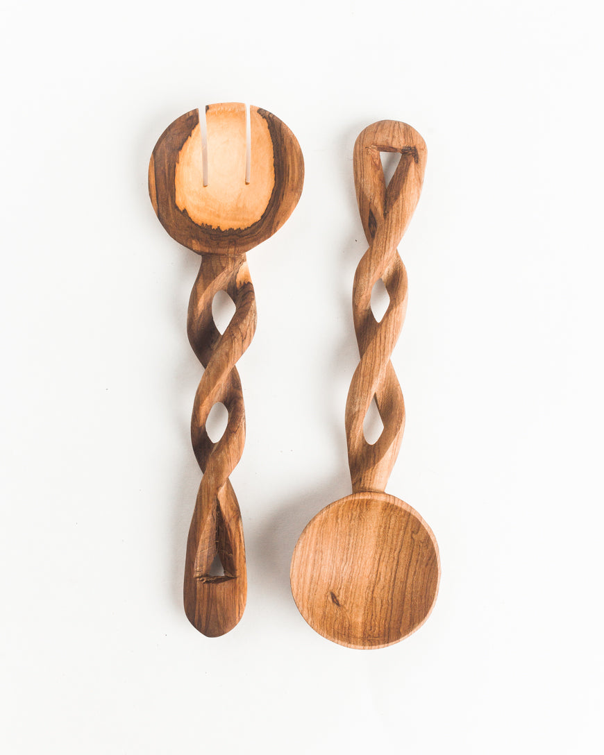 Olive Wood Spiral Salad Servers by Creative Women