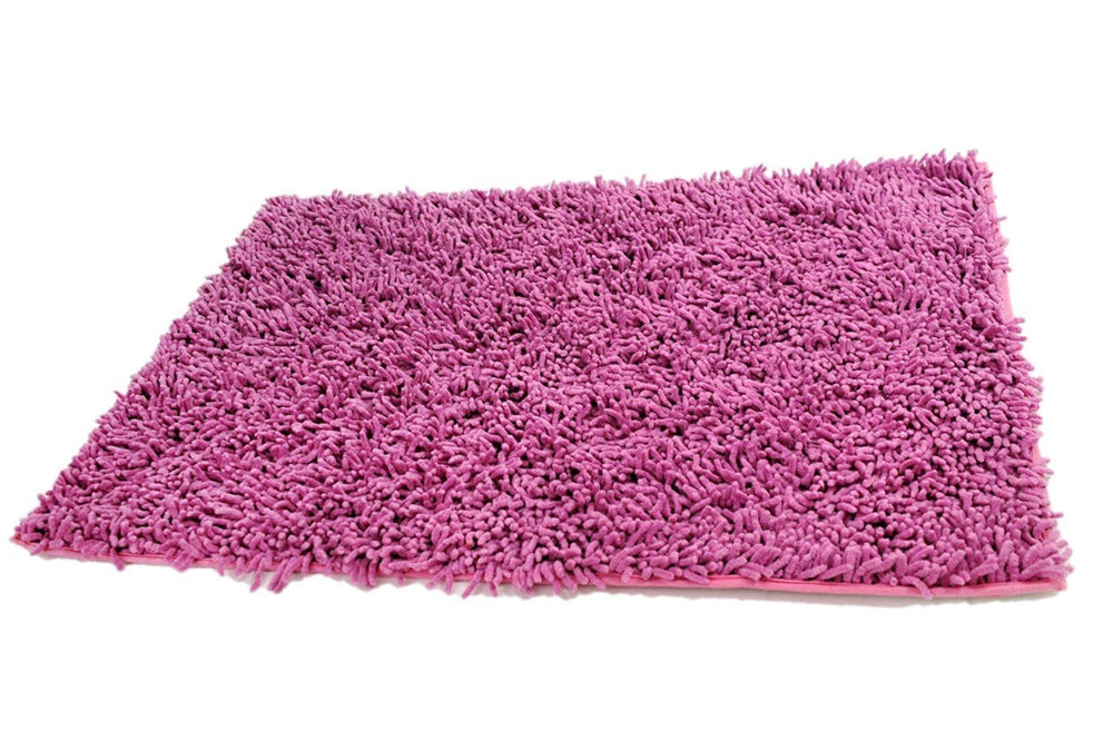 DaDa Bedding Fuchsia Magenta Pink Shaggy Soft Chenille Noodle Carpet Rug Bath Mat by DaDa Bedding Collection