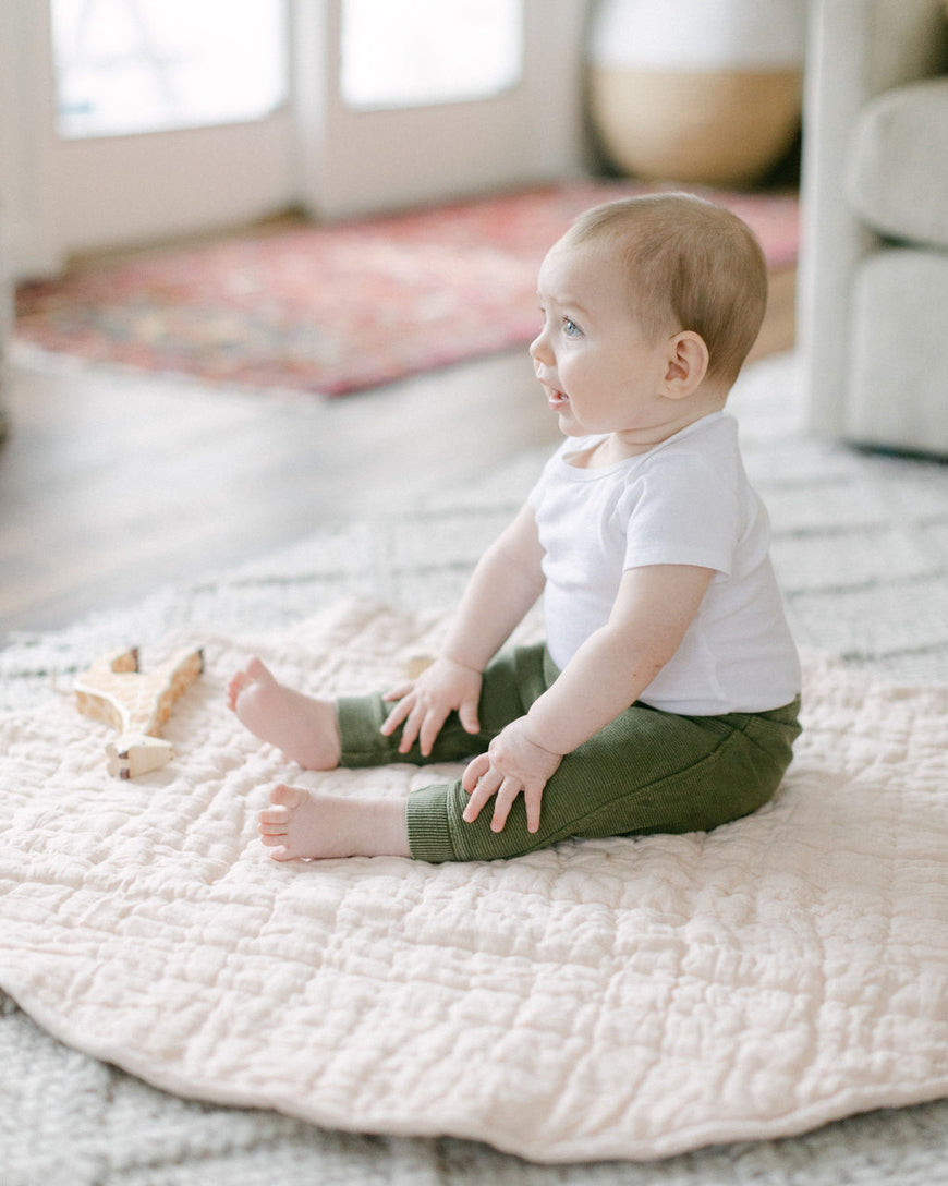 Stone Washed Linen Quilted Play Mat by Creative Women