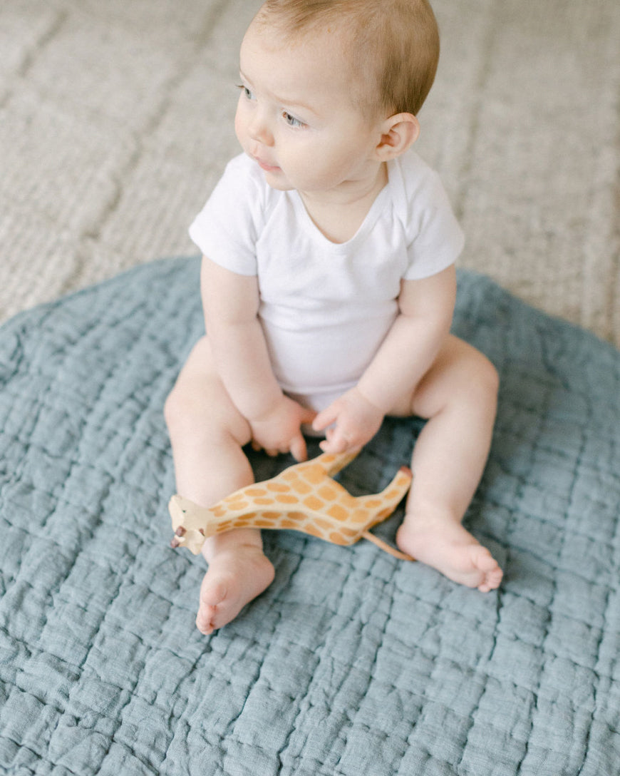 Stone Washed Linen Quilted Play Mat by Creative Women