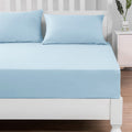 DaDa Bedding Soothing SeaFoam Sky Blue Cotton Fitted Bed Sheet w/Pillow Cases (JHW604) by DaDa Bedding Collection