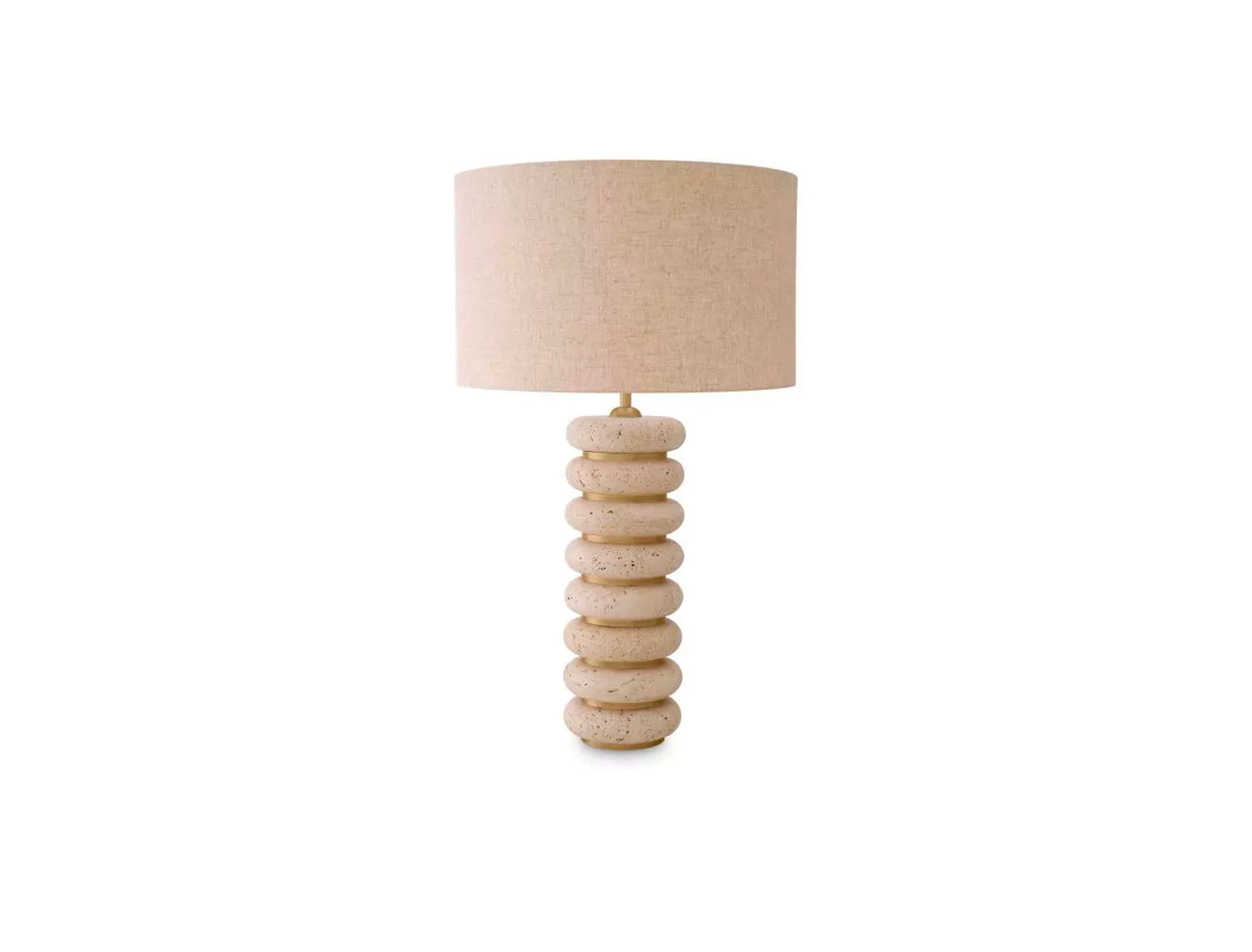 Travertine Brass Lamp by Mode-De-Vie